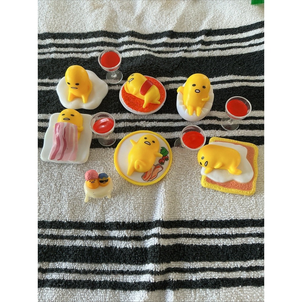 Lot Of Sanrio Gudetama Mini Figs Food Series Gashapon Egg Toast Bacon Rice + Cup